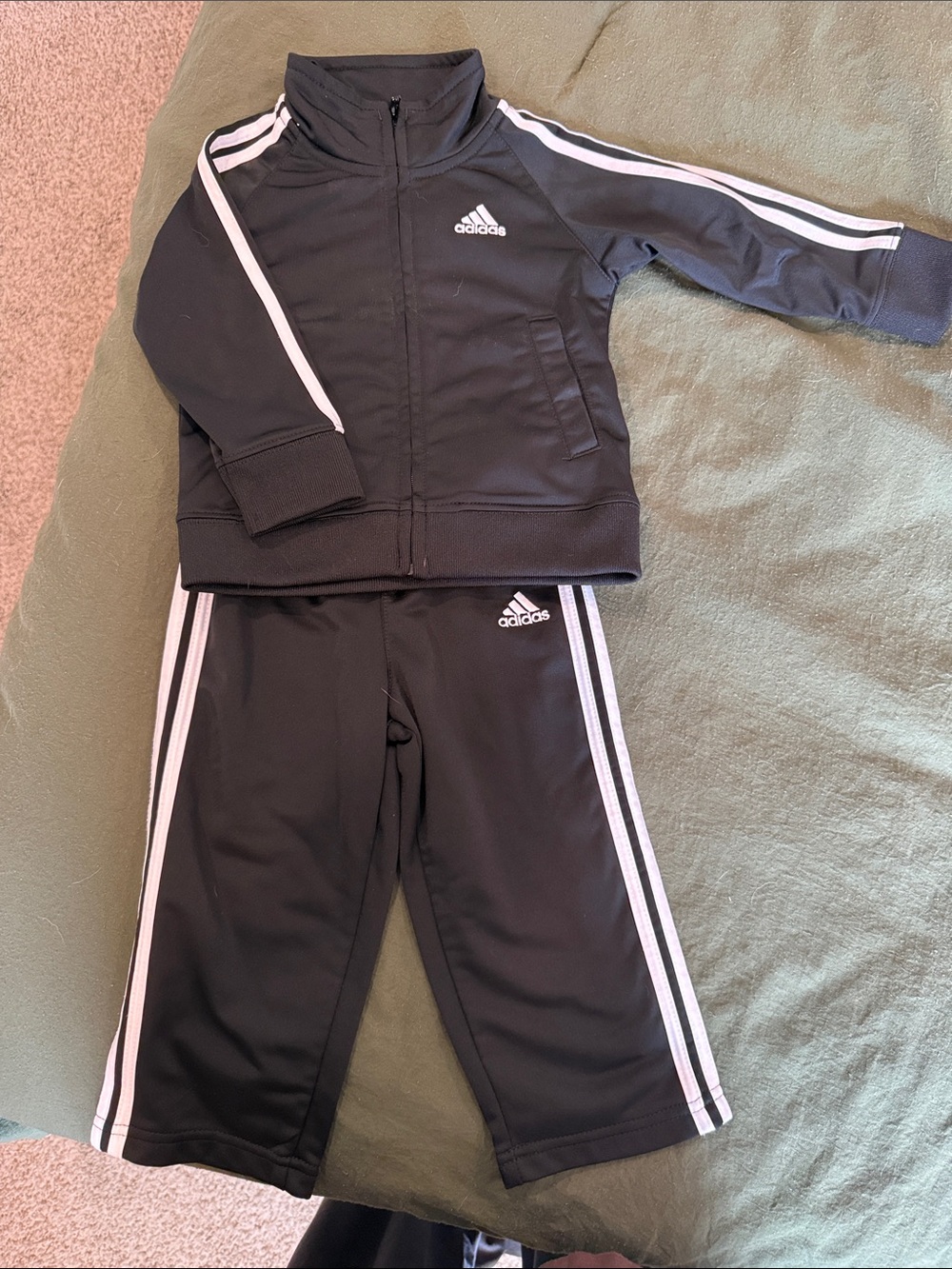 adidas Black and White baby Track Jacket + Pants Set